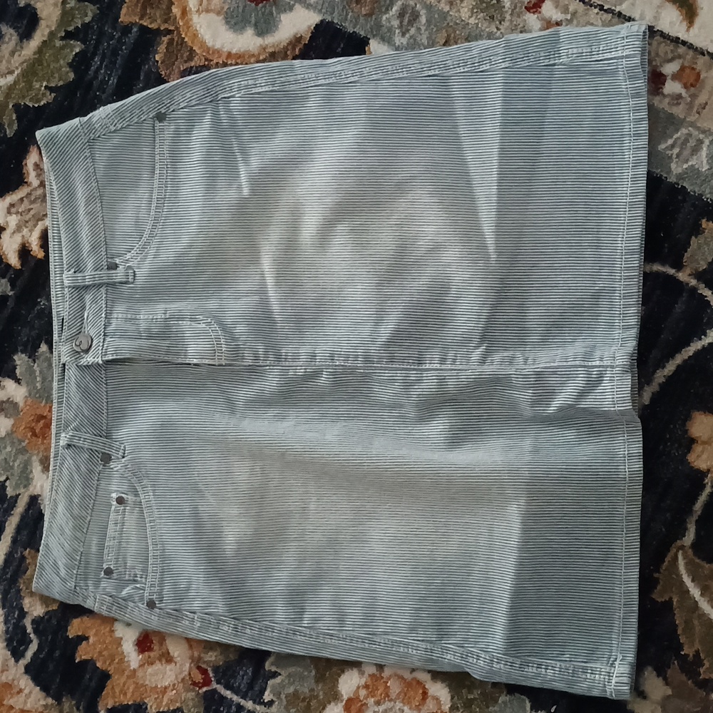 Pin stripe jean skirt